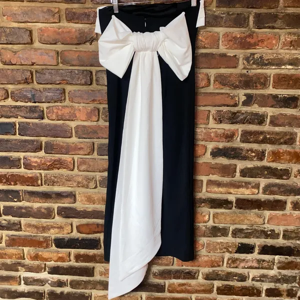 NWOT Lulu's Fabulous Phenomenon Black White Strapless Bow Midi Dress Size Small - Image 8