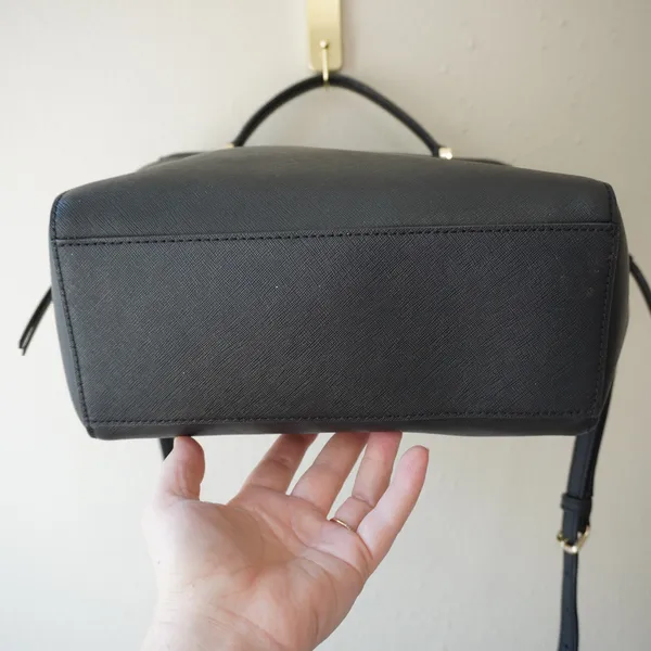 Kate Spade New York Black Saffiano Leather Crossbody Satchel Bag Classic - Image 7