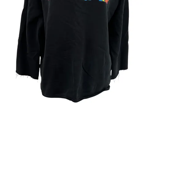 MSGM Black Multicolor‎ Logo Crewneck Sweatshirt Cotton Raw Hem Size Large - Image 5