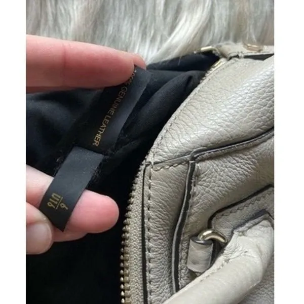 Rebecca‎ Minkoff Gray Pebbled Genuine Leather Satchel Handbag Silver Hardware - Image 8