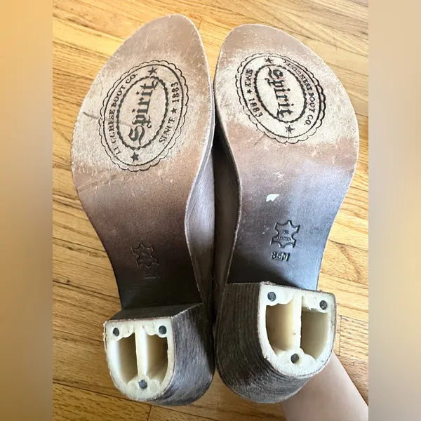 Spirit by Lucchese Women's Brown Embroidered Sandy Mules Sz 8.5 Western Cowgirl - Image 5