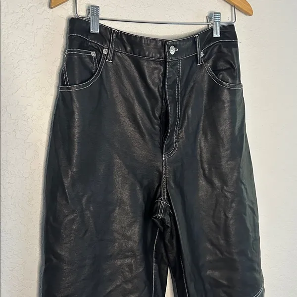We the Free People It Factor Vegan Leather Pants Topstitching Size 12 Grunge - Image 4