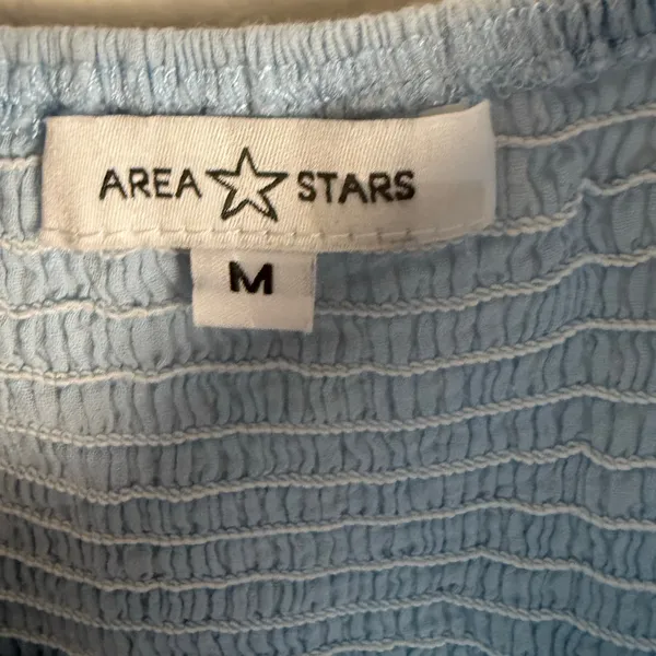 Area Stars Eyelet Trim Light Blue Long Sleeve Square Neck Dress Size Medium - Image 14