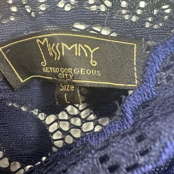 Miss May Size Large Dress Blue Round Neck‎ Gown 3/4 Sleeve Lace Formal Prom - Image 4