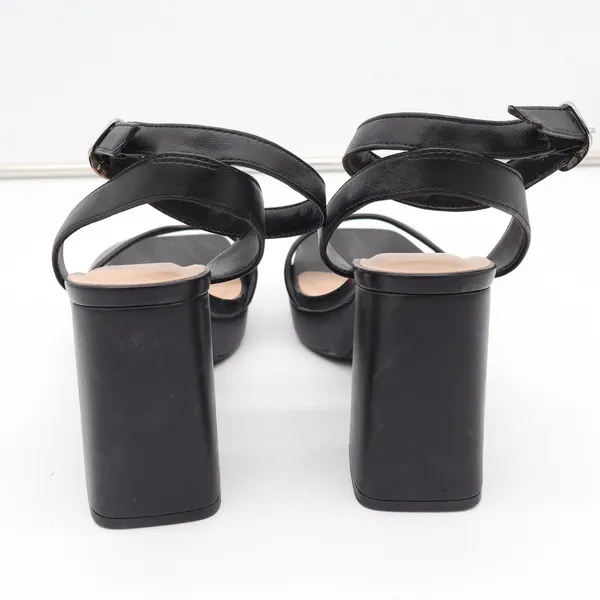 A New Day Black Platform Block Heel Sandals Square Toe Ankle Strap Womens Size 9 - Image 5