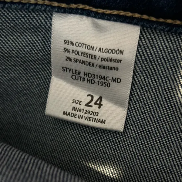 Hidden‎ Jeans Happi Medium Wash Frayed Hem Cargo Crop Flare Size 24 - Image 7