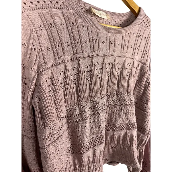 Altard State Violet Crochet Pullover Sweater Bell Sleeves Eyelet‎ Size Small - Image 5