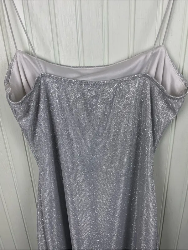 NEW Windsor Silver Glitter Sparkle Slip Dress with Cowl Neck Size Medium Fairy - Image 10