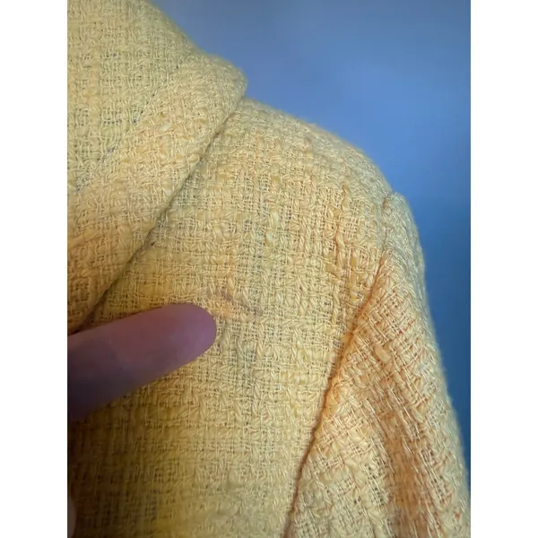 Boden Yellow Textured Tweed Coat colorful Button 14 preppy Y2K retro bright whim - Image 11