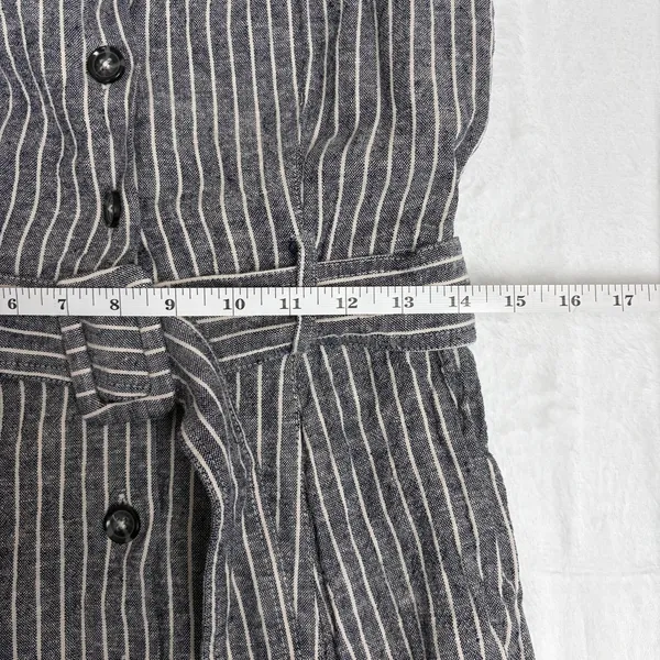 Banana Republic Linen-Blend Button Midi Dress Women's 6 Gray Pinstripe Chic Work - Image 7