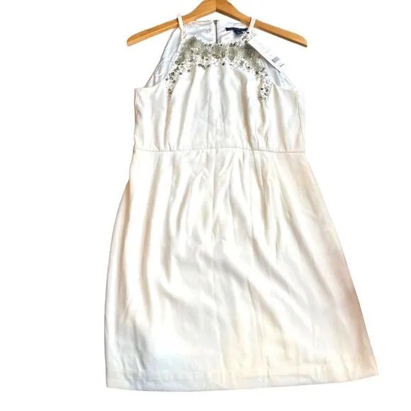 French Connection Size 8 Beaded White Mini Dress‎ Graduation Party Bridal NWT - Image 12