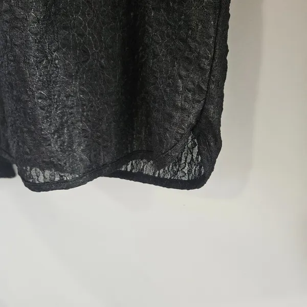 Bebe Black Lace Sheer Long Sleeve Scoop Neck Top Women’s Size Large Y2K - Image 5
