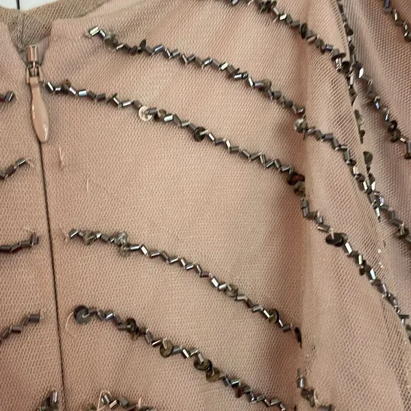 Adrianna Papell scalloped sequin nude maxi dress 2 - Image 8