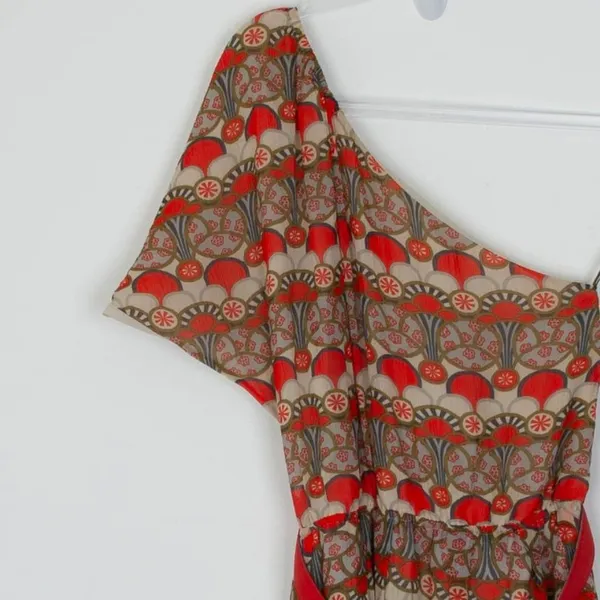 Alice + Olivia Womens Silk‎ One Shoulder Geometric Mini Dress Belt Summer Travel - Image 2
