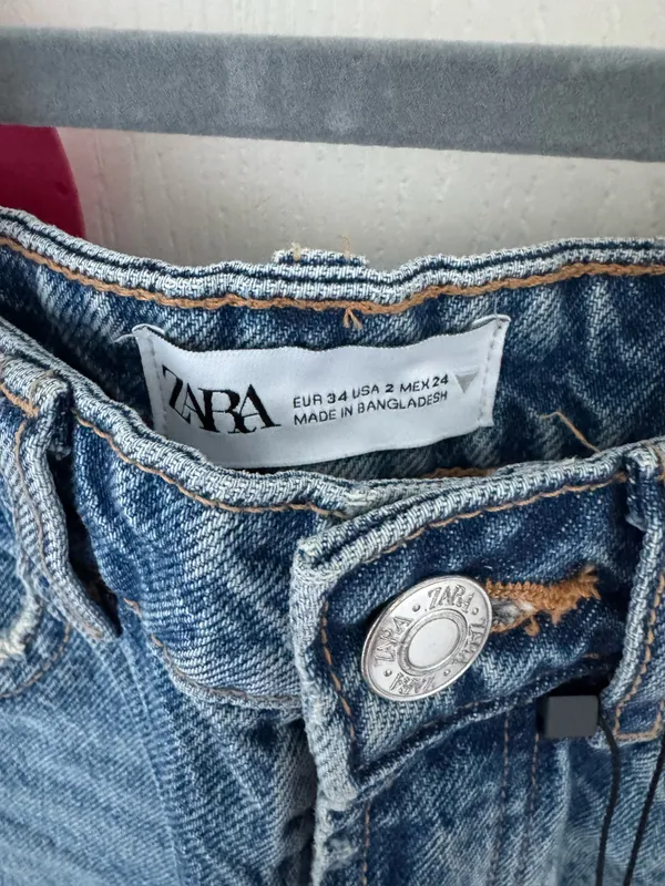 ZARA High-Rise Split Shorts in Blue Denim - Image 4