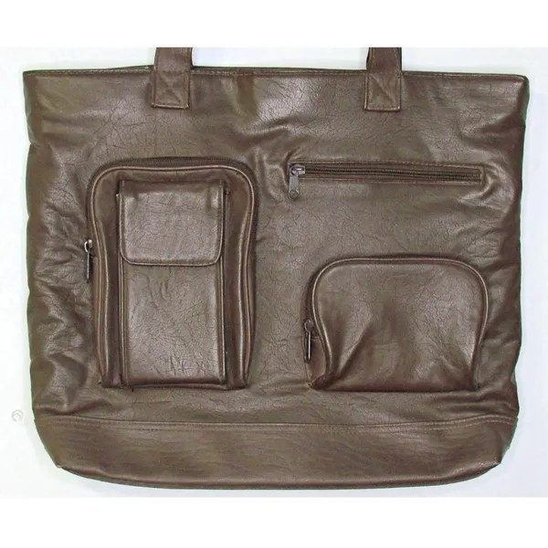 Faux Leather PVC Laptop Organizer Travel Book Bag - Image 2