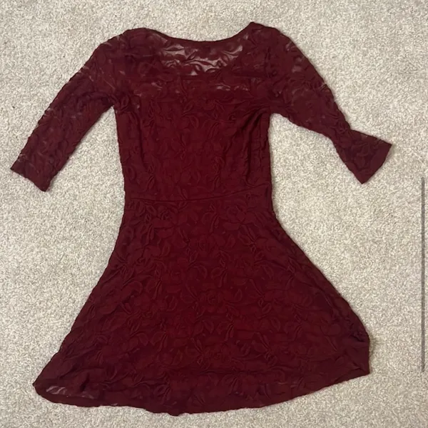 Material Girl Burgundy Lace Dress | Size Small - Image 6