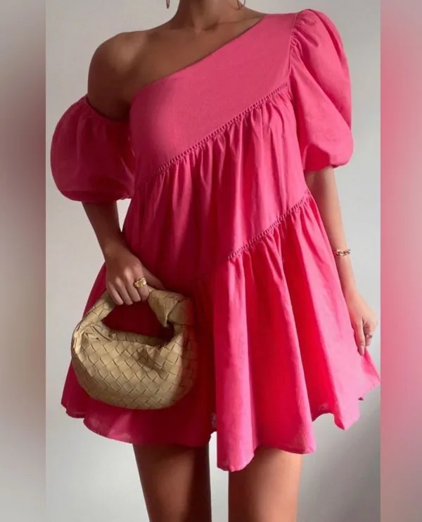 Showpo Harleen Mini Pink One Shoulder Dress - Image 2