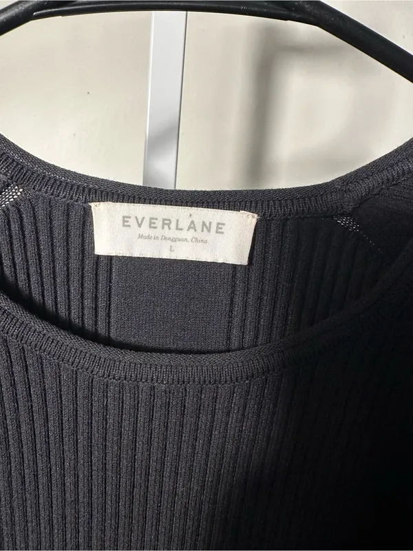 N82. Everlane Black Ribbed Midi Knit Dress - Image 2