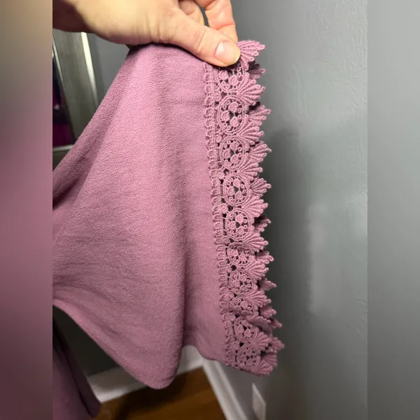 NWT Ariat Boho Western mauve dress crochet detail bell sleeve & tassel large - Image 3