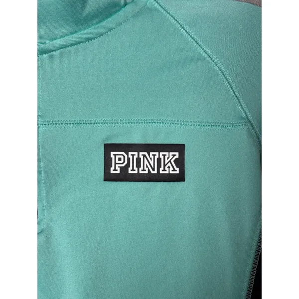 PINK‎ Victoria's Secret Women Pullover Small Mint Green Quarter Zip Athleisure - Image 4