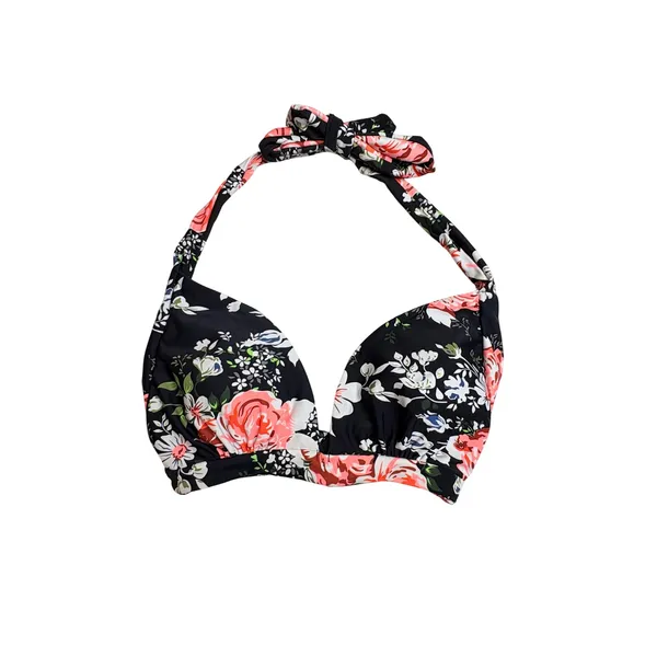 Cupshe Bikini Set Womens Medium Black Floral‎ High Waisted Halter Swimsuit NWT - Image 4