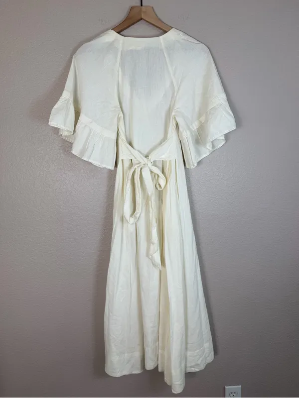 Free People Endless Summer What A Stunner Ruffle Midi Dress Ivory XS NEW $98 - Image 9