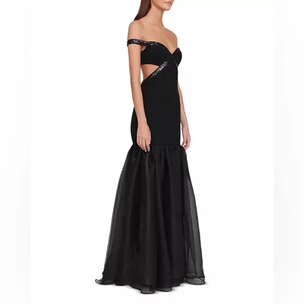 Staud Emmaline Off-the-Shoulder Cut-Out Tulle Dress in Black NWT‎ Size Medium - Image 2