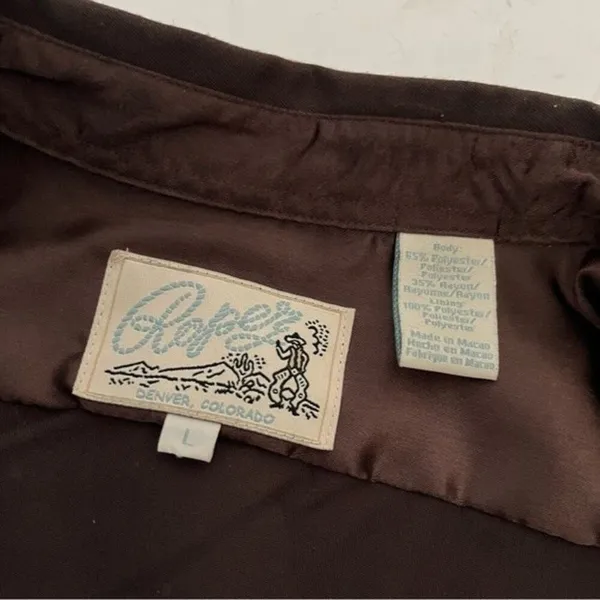 ROPER Brown Bucking Bronc Embroidered Western Snap Shirt Vintage Size Large - Image 9