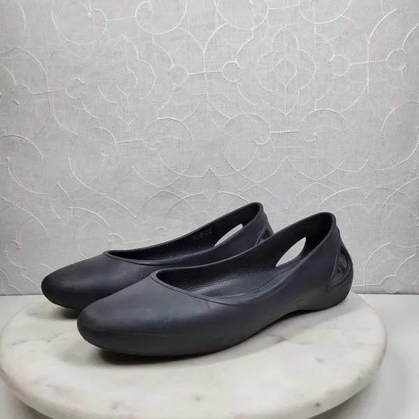 Crocs Laura Ballerina Ballet Flats Womens 10 Black Slip On Comfort Lightweight - Image 4