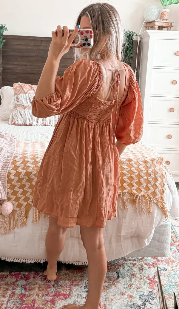Listicle Brown Balloon Sleeve Mini Dress - Image 4