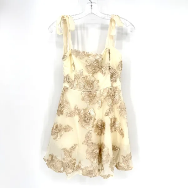 Lulus Truly Inspiring Floral Appliqué Mini Homecoming Dress Women Ivory Coquette - Image 5