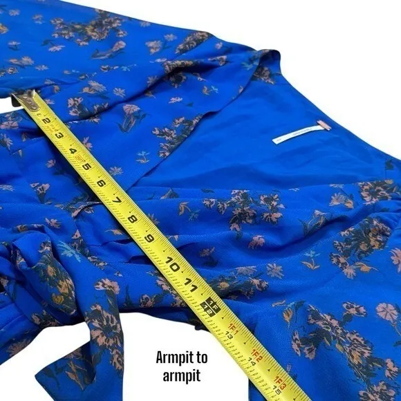 Free People Lilou Printed Bell Sleeve Dress in Cobalt Combo Fairycore Feminine S - Image 12