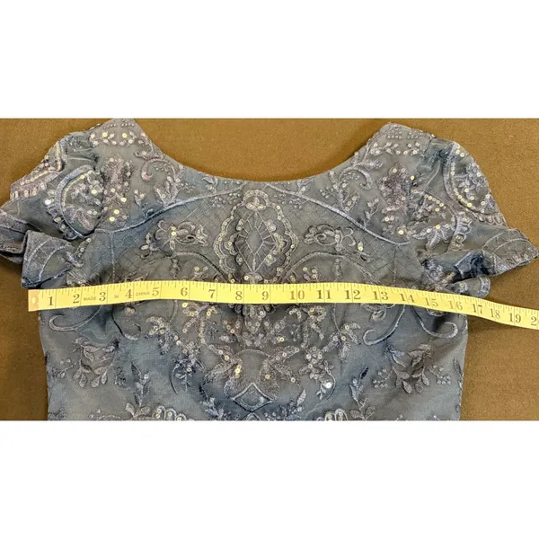 JJ's House Dark Navy Embellished Lace Formal Gown NWT Size 6 Beaded Sequins - Image 11