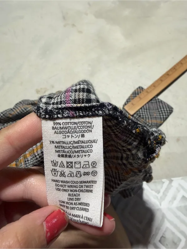 Free people Plaid Button-Up cotton Shirt medium - Image 8
