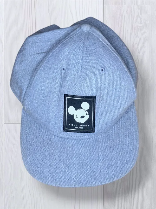 DISNEY Unsiex Mickey Mouse Baseball Cap - Light Wash Blue Denim Canvas Hat - Image 2