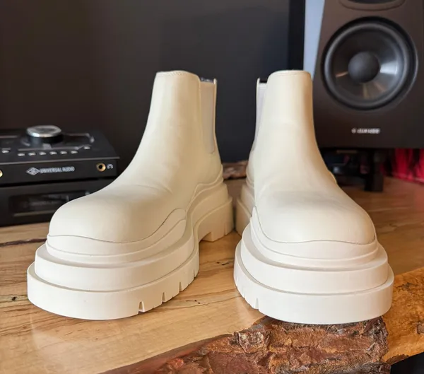 Genuine Leather Ankle Boots White Size 7 - Image 3