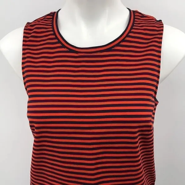 J Crew sleeveless orange navy blue ruffle top - Image 4