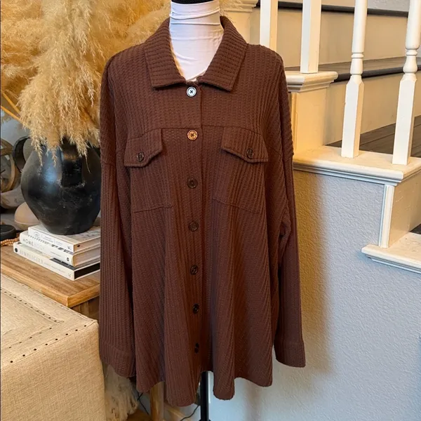 078-Torrid Super Soft Plush Waffle Oversized Lounge Shacket Sweater Size 2X - Image 4