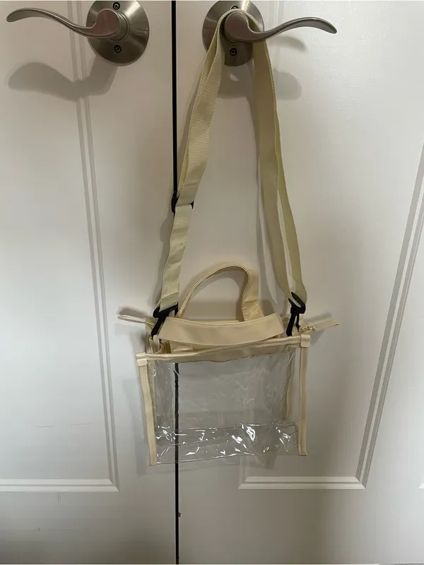 Cream Clear Stadium Crossbody Bag with Top Handle State Farm logo NWOT - Image 10