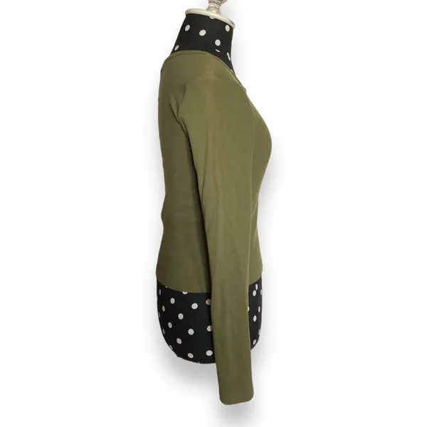 Forever 21 Womens Top Sz L Olive Green Cropped Length Ribbed Knit‎ Long Sleeve - Image 4