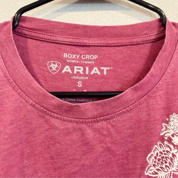 Ariat Rosy Pink Boxy Crop Tee Western Graphic Size S NWOT - Image 4