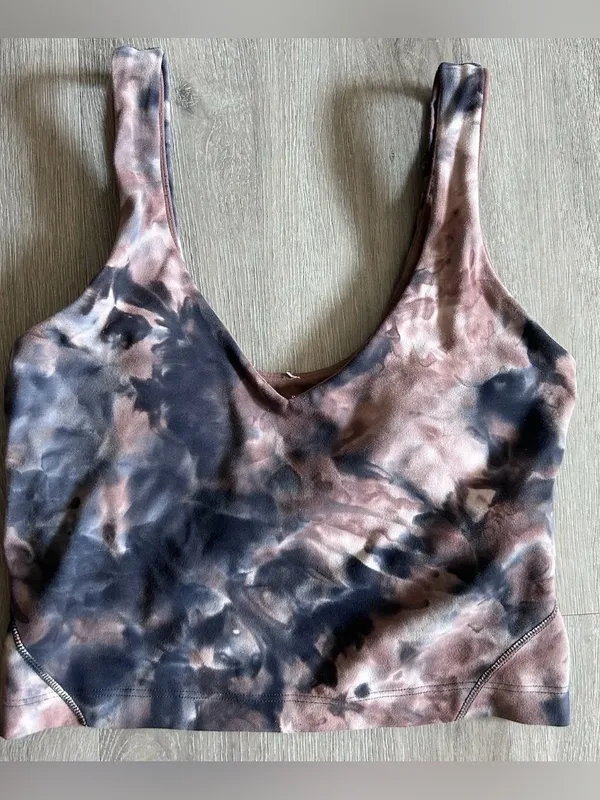 Lululemon Align Tank Top Size 2 Diamond Dye Tie Dye Brown Grey Built In Bra - Image 5