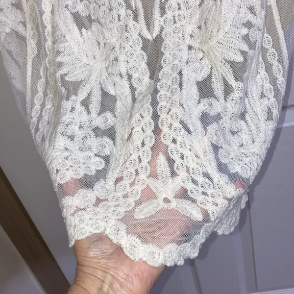Simply Couture size large cream color sheer lace swimsuit coverup or dress - Image 4