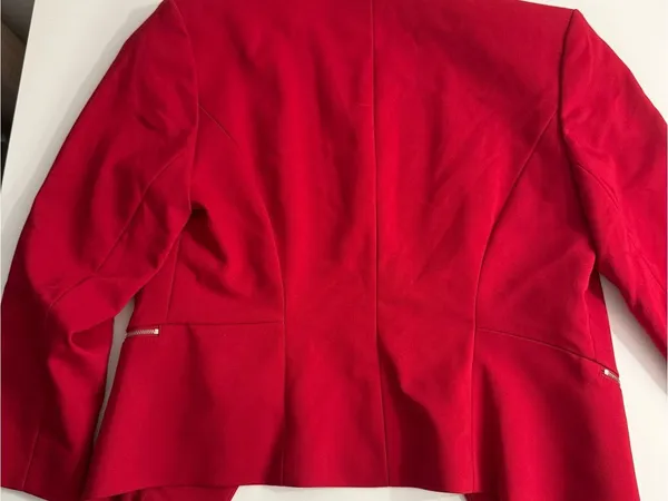Express Red Open-Front Blazer with Silver Zippers - Image 4