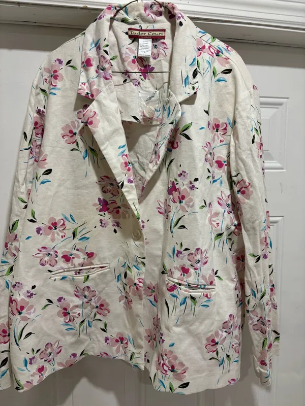 Vintage Floral Blazer / Lightweight Jacke - Image 2