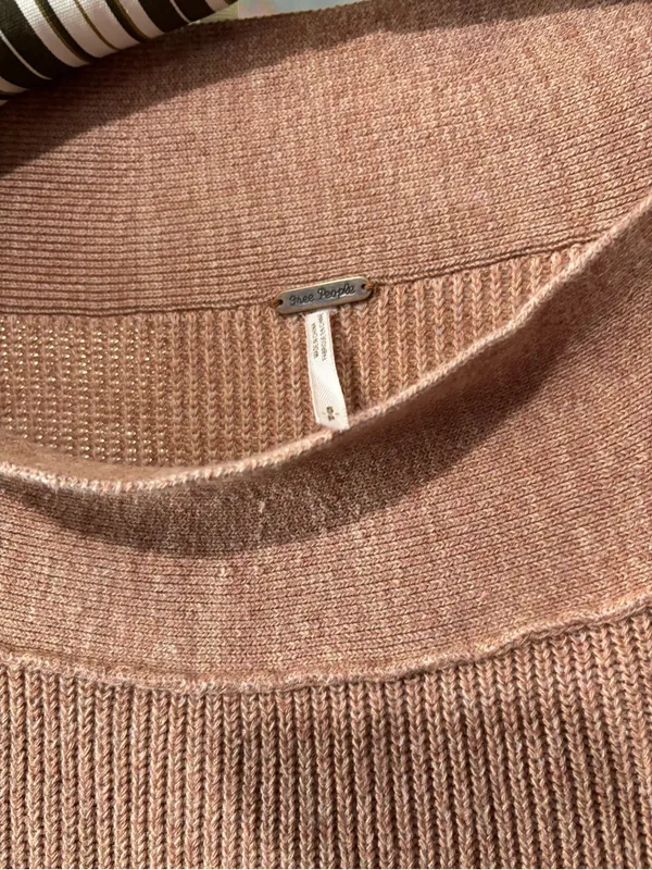 Free People Dusty Rose Wide-Neck Knit Sweater • Size Small - Image 5
