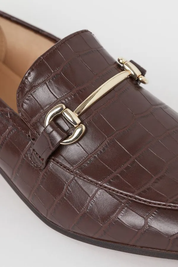 H&M Brown Crocodile Embossed Loafers - Image 3
