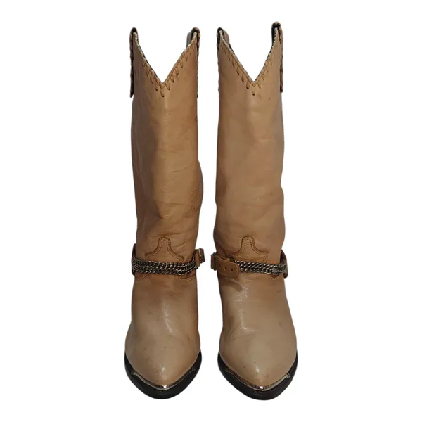 Vintage Tan buckle leather Cowboy boots sz 8.5 by Dingo - Image 2