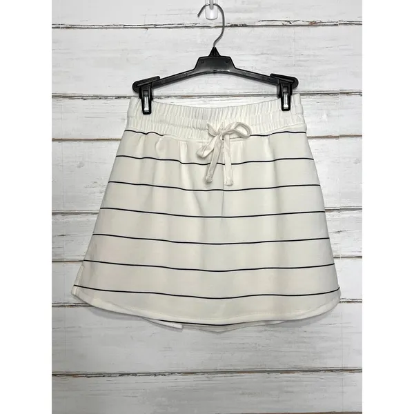 Rae Mode Matching Set Womens S Striped Half Zip Pullover Skort Shorts White - Image 6